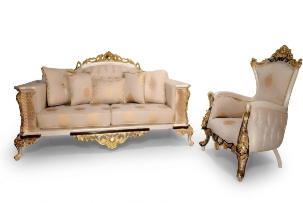 Set di divani 3+1 posti di lusso con divano poltrona divani relax design barocco