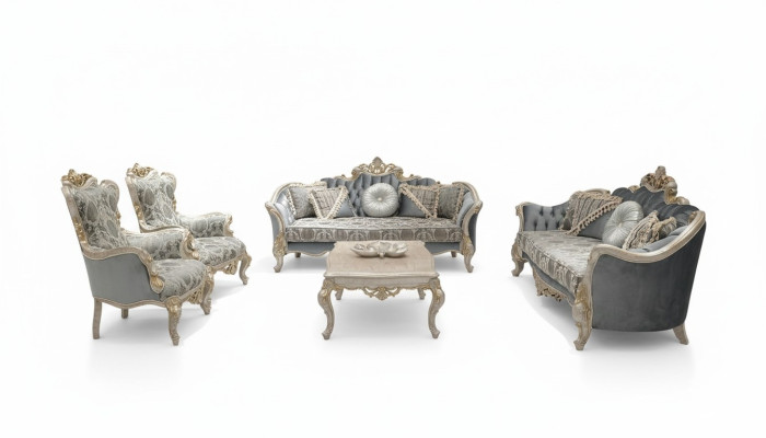 Set di divani 3+3+1+1 Tavolino Divano di lusso Poltrona Divani in tessuto Set 5 pezzi