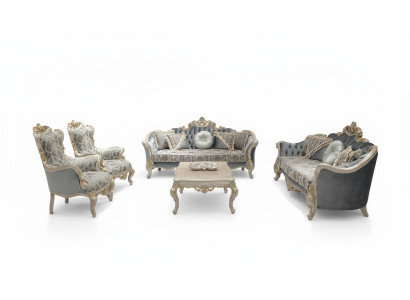 Set di divani 3+3+1+1 Tavolino Divano di lusso Poltrona Divani in tessuto Set 5 pezzi