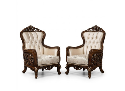 Poltrona Poltrona da orecchie in stoffa di lusso Design imbottito Barocco Tessuto Singolo Nuovo