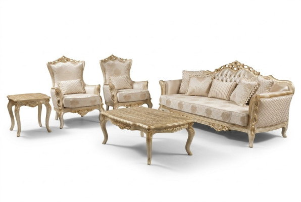 Sofà 3+1+1 Sedie Tavolino Divano Poltrona Set di divani in stile oro