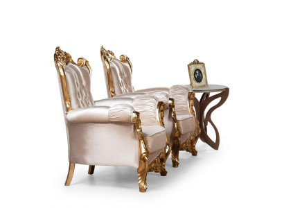 Poltrona Poltrona alata di lusso in tessuto Seduta Posti Design Imbottitura Barocco Tessile Mobili
