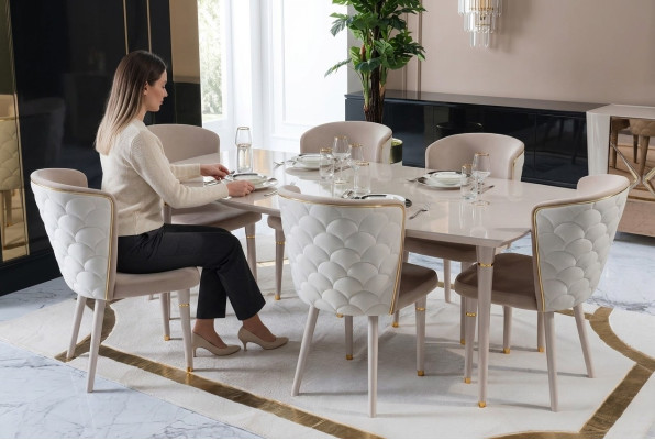 Tavolo da pranzo Tavolo Tavoli Moderno Legno Cena Sala da pranzo Design Stile italiano Nuovo