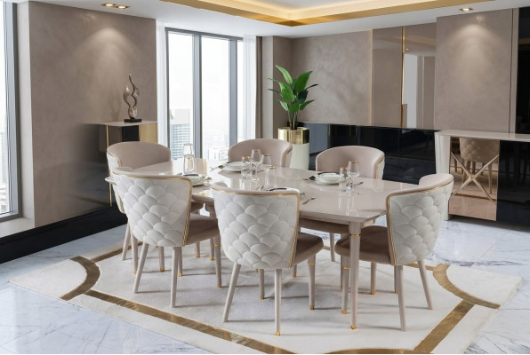Tavolo da pranzo Tavolo Tavoli Moderno Legno Cena Sala da pranzo Design Stile italiano Nuovo