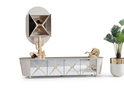 Soggiorno Comò in Legno Mobile Basso Scaffale Oro Nuovo Set 2 Pezzi Credenza Scaffali Comò