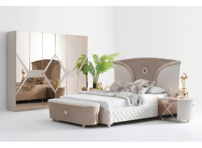 Letto matrimoniale Struttura letto moderna Set di letti 3 pezzi Letto camera da letto Comodino