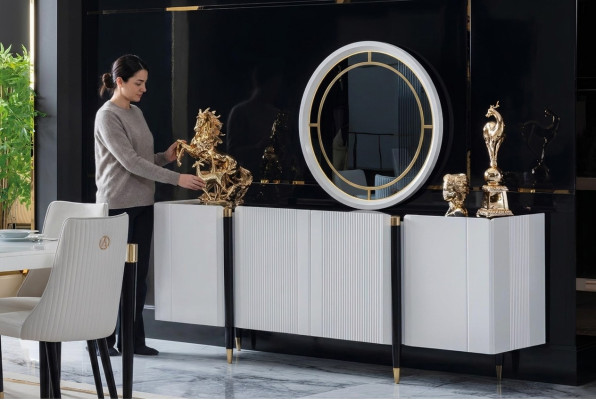 Comò Specchio Comodini Console Mobili Stile Italiano Set di divani 2 pezzi
