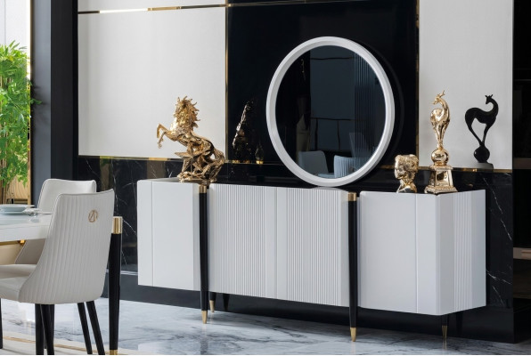 Comò Specchio Comodini Console Mobili Stile Italiano Set di divani 2 pezzi