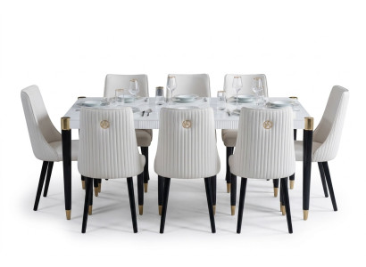 Gruppo di tavoli da pranzo in legno Ess 7 pezzi completo con tavolo da pranzo e 6 sedie.