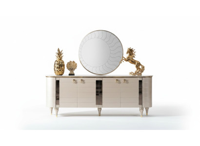 Comò Specchio Legno Comò Moderno con Console Mobili Nuovi Set 2 pezzi