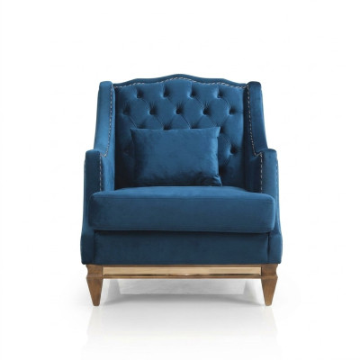 Lussuosa poltrona Chesterfield blu per il salotto, design living, mobili designer nuovi