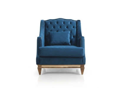Lussuosa poltrona Chesterfield blu per il salotto, design living, mobili designer nuovi
