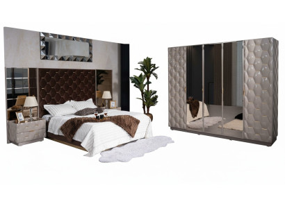 Letto matrimoniale 2 comodini Armadio Cameretta Set di mobili 4 pezzi.