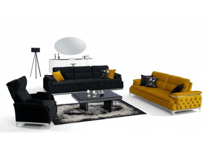 Sofà 3+3 posti set di divani di design, divani imbottiti in tessuto relax.