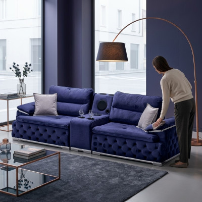 Chesterfield Divani Divani Imbottitura 4 Posti Lilla Design xxl Big Sofa Divano