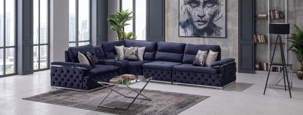 Divano angolare in tessuto design a L stile moderno arredamento imbottito gruppo salotto.