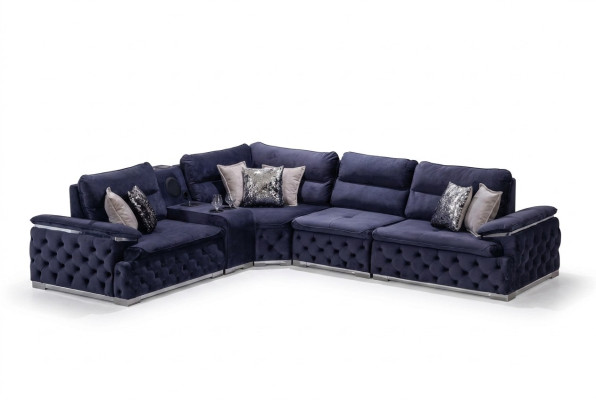 Divano angolare in tessuto design a L stile moderno arredamento imbottito gruppo salotto.