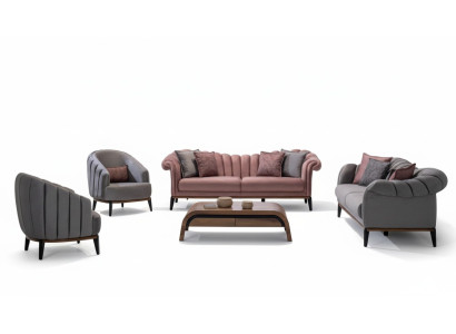 Set di divani in tessuto 3311 con poltrona e divano a tre posti, design sofisticato.