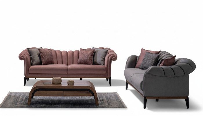 Sofà componibile divano imbottito moderno 3+3 posti set divani design imbottiti in tessuto nuovo
