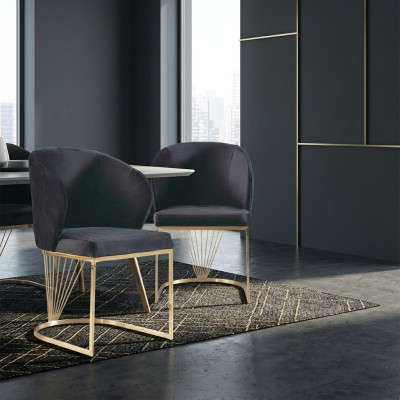 Sedia 2x Sedie Gruppo Set Soggiorno Sala da pranzo Moderno Stile Tessile