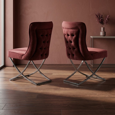 Chesterfield Hotel Sette tessuti gruppo imbottito 2x sedia design.