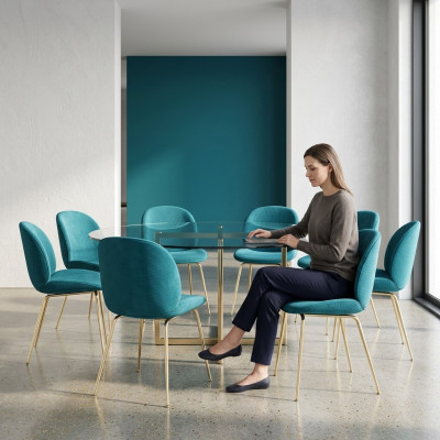 Set di sedie di design 8x Sedia imbottita in tessuto Tessuto Nuovo per sala da pranzo