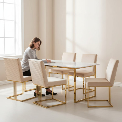 Set di sedie da design 4x  poltroncine in tessuto per sala da pranzo, imbottiture nuove.