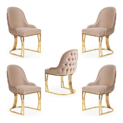Sala da pranzo Tessile Gastro Sedia Design Set 4x Sedie Imbottite in Tessuto  Sala da pranzo Tessile Gastro Sedia Design Set 4x Sedie Imbottite in Tessuto