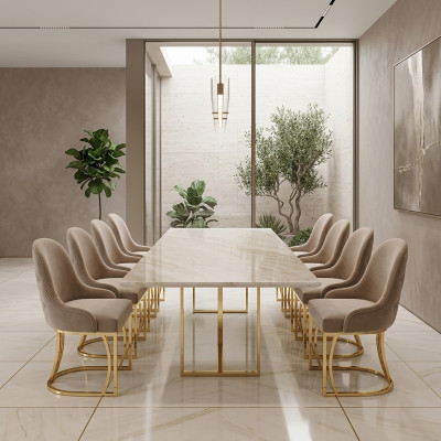 Set di sedie di design 8x Sedia in acciaio inossidabile con rivestimento in tessuto per sedie da pranzo.