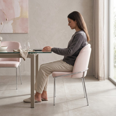 Sedia 6x Sedie da pranzo Sgabello Poltrona Lounge Design Mobili in acciaio inossidabile