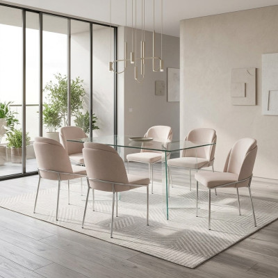 Sedia 6x Sedie da pranzo Sgabello Poltrona Lounge Design Mobili in acciaio inossidabile