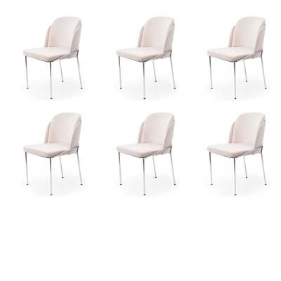 Sedia 6x Sedie da pranzo Sgabello Poltrona Lounge Design Mobili in acciaio inossidabile
