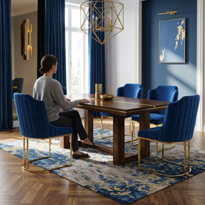 Set di sedie da pranzo per la sala da pranzo, 4 sedie moderne con design trapuntato nuovo.