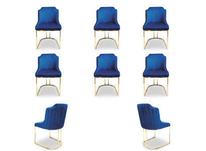 Set di 6 sedie da pranzo con rivestimento tessile imbottito.
