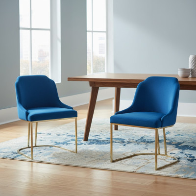 Set di sedie design con imbottitura in tessuto, 8 sedie, mobili, set di lusso.