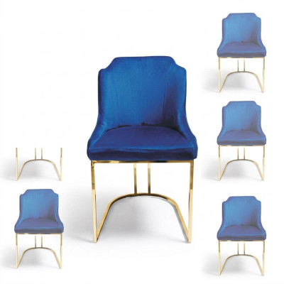 Set di sedie design con imbottitura in tessuto, 8 sedie, mobili, set di lusso.