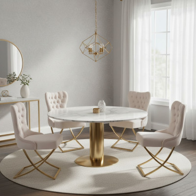 Sedia da sala da pranzo Sedie da pranzo Cucina Tessuto Set 4x Sedia in acciaio inossidabile  Sedia da pranzo Sedie da pranzo Cucina Tessuto Set 4x Sedia in acciaio inossidabile