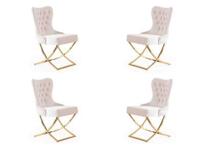 Sedia da sala da pranzo Sedie da pranzo Cucina Tessuto Set 4x Sedia in acciaio inossidabile  Sedia da pranzo Sedie da pranzo Cucina Tessuto Set 4x Sedia in acciaio inossidabile