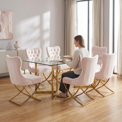 Set di sedie 6x imbottite Design Lounge Seduta Schienale Gruppo Mobili Sedie