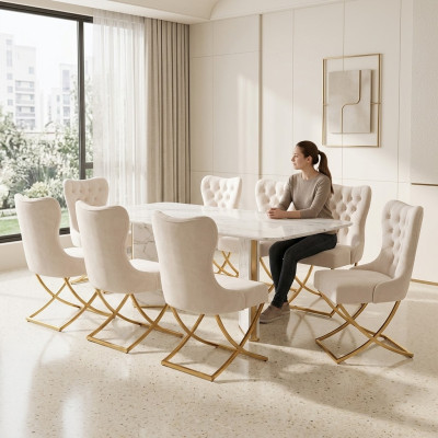 Set di sedie da sala da pranzo completo, gruppo completo di 8 sedie per la sala da pranzo.