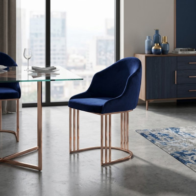 Sedia da designer di lusso sala da pranzo 4x sedie imbottite in tessuto moderno