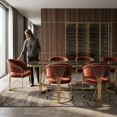Design imbottito seduta 6 sedie gruppo salotto poltrona set lounge lusso