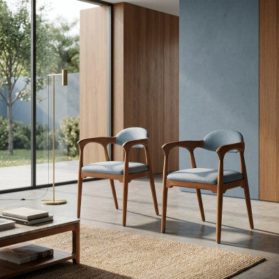 Set di sedie da designer per sala da pranzo, sedie imbottite con schienale.