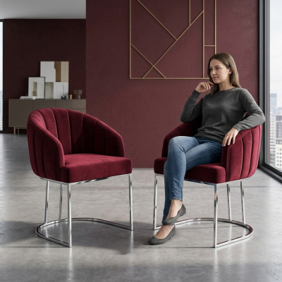 Designer sedie imbottite in metallo e stoffa per sala da pranzo moderna, 2 poltrone per ristoranti.