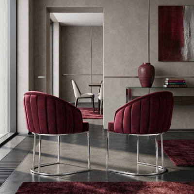 Designer sedie imbottite in metallo e stoffa per sala da pranzo moderna, 2 poltrone per ristoranti.