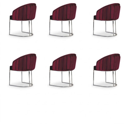 Set di 6 sedie imbottite in tessuto per hotel, nuove, gruppo completo di sedie.