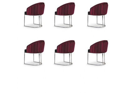 Set di 6 sedie imbottite in tessuto per hotel, nuove, gruppo completo di sedie.