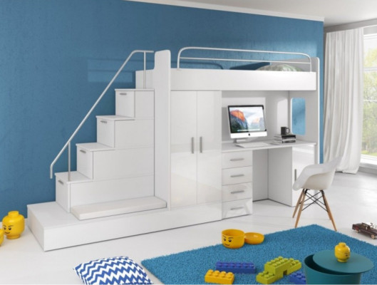 Letto a castello per bambini bianco doppio letto a castello mobili lucidi.