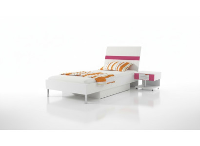 Letto + comodino Camera da letto Camera per ragazzi Camera per bambini Set mobili Rosa 2 pezzi.