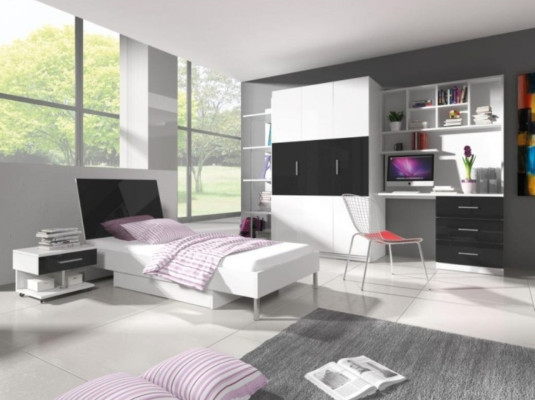 Camera dei bambini 2 pezzi Set Letto a soppalco Armadio Lucido Mobili da camera per ragazzi Nuovi